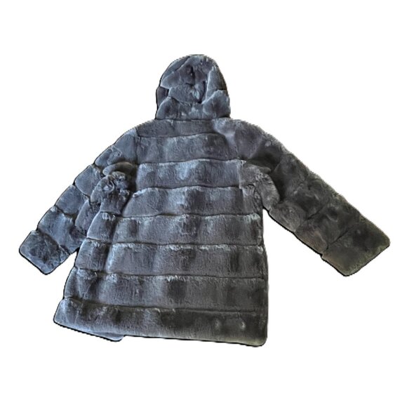 Gorgeous BCBGMAXAZRIA Women's Charcoal Gray Faux Fur Hooded Coat/Jacket, Size M - Picture 14 of 15